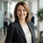Портрет уверенного российского бизнесмена с дружелюбным взглядом на размытом нейтральном фоне в студии